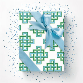 Square Endless Knot in Green and Aqua ラッピングペーパー