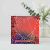 Square Flat Red Floral Design  カード (スタンド正面)