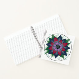 Square floral hearts mandala notebook ノートブック