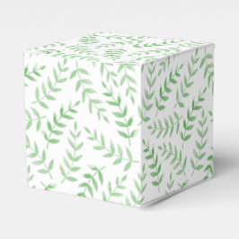 Square gift box - Leaves - green フェイバーボックス