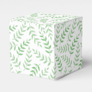 Square gift box - Leaves - green フェイバーボックス