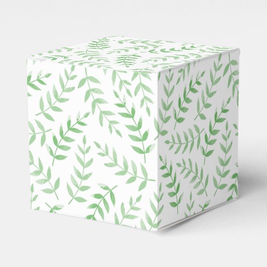 Square gift box - Leaves - green フェイバーボックス (正面サイド)