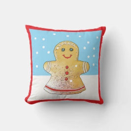Square Gingerbread Girl Snow Pillow クッション