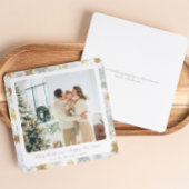 Square Gold & Silver Snowflake Holiday Card シーズンカード