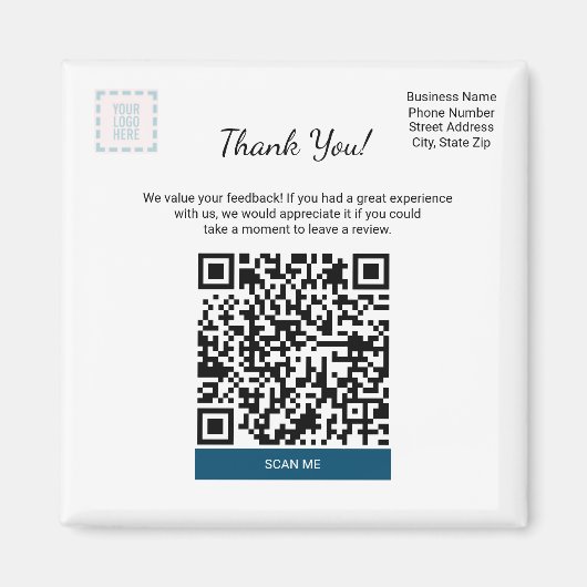 Square Google Review Magnet For Small Business マグネット (正面)