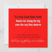 Square Great Dane Friend Red & Black Linocut 招待状 (裏面)