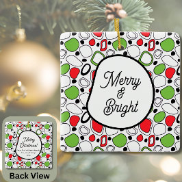 Square Holiday Ceramic Ornament – Personalize Text セラミックオーナメント