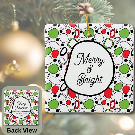 Square Holiday Ceramic Ornament – Personalize Text セラミックオーナメント