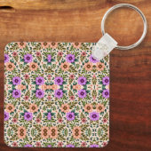 Square keychain showcasing a vibrant floral  キーホルダー (裏面)