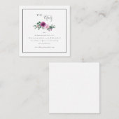 Square Magenta Pink Floral Framed White Details エンクロージャーカード (正面/裏面)
