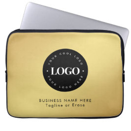 Square Magnet Gold & Black Business Logo Custom    ラップトップスリーブ