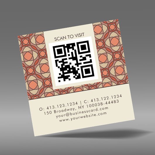 Square Mid-Century Modern Pattern QR スクエア名刺