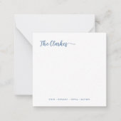 Square Minimalist Navy Blue Family Stationery  ノートカード (正面)