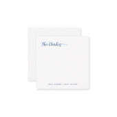 Square Minimalist Navy Blue Family Stationery  ノートカード (正面/裏面インサイチュ)