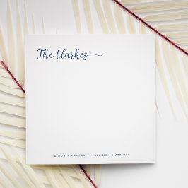 Square Minimalist Navy Blue Family Stationery  ノートカード