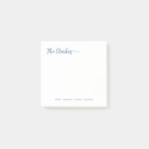 Square Minimalist Navy Blue Family Stationery 