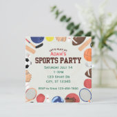 Square, Minimalist Sports Birthday Party  招待状 (スタンド正面)