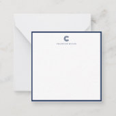 Square Modern Navy Blue Border Custom Stationery ノートカード (正面)
