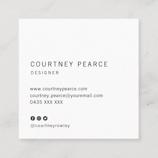 Square Modern professional business card スクエア名刺 (裏面)