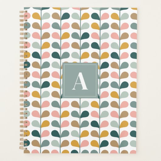 Square Monogram Initial Floral Petals Pattern プランナー手帳 (正面)