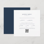 Square Navy & White結婚のQRコードII RSVP (正面/裏面)
