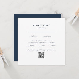 Square Navy & White結婚のQRコードII RSVP