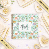 Square Notebook Personalized Tea Book Cats Green ノートブック