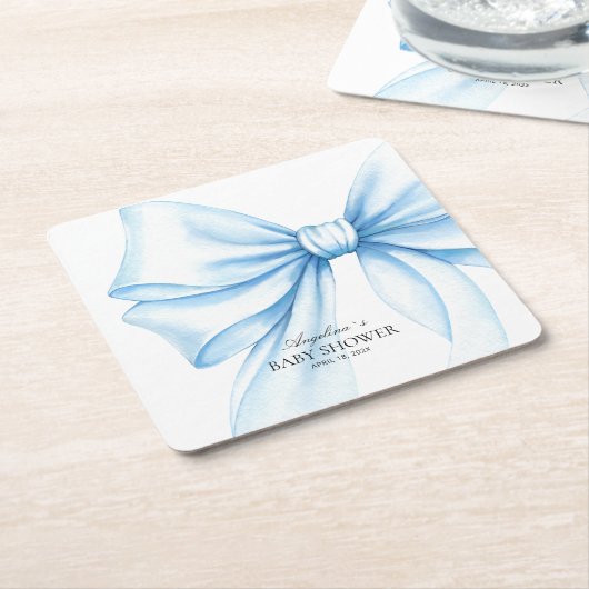Square Paper Coaster for baby shower. スクエアペーパーコースター (アングル)