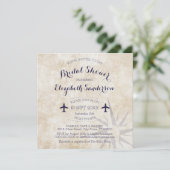 Square Passport Travelテーマブライダルシャワー招待状 招待状 (スタンド正面)