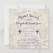 Square Passport Travelテーマブライダルシャワー招待状 招待状 (正面)