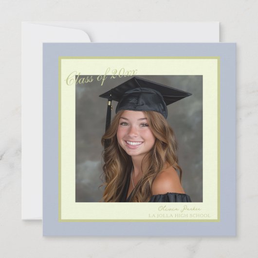Square Pastel Photo Graduation Invitation 招待状 (正面)