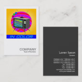 Square Photo 052 -レトロカラーテレビ 名刺 (正面/裏面)