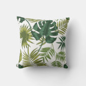 Square pillows with a tropical leaf pattern クッション (正面)
