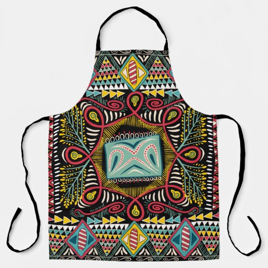 Square pocket, shawl, textile. Colorful abstract p エプロン (正面)