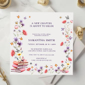 Square Poppy & Lavender Book Theme Bridal Shower 招待状