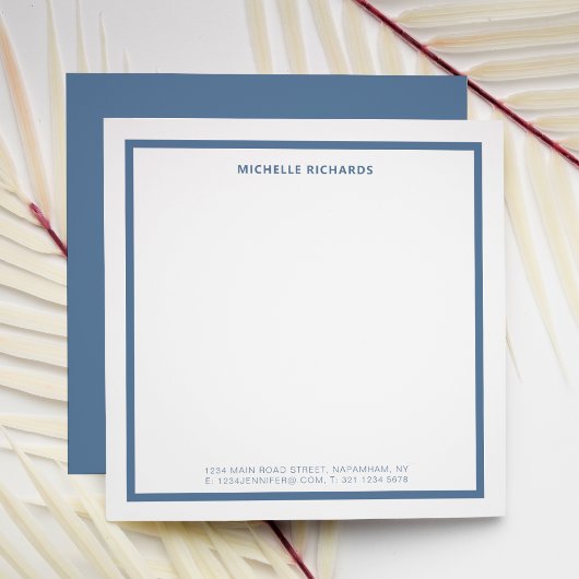 Square Professional Dusty Blue Border Stationery ノートカード