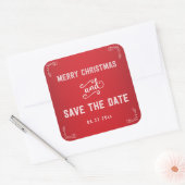 Square Red White Save The Date Christmas Stickers スクエアシール (封筒)