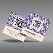 Square Retro Lavender Geometric Business Card スクエア名刺