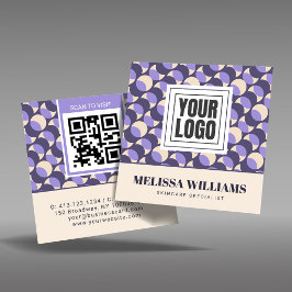 Square Retro Lavender Geometric Business Card スクエア名刺