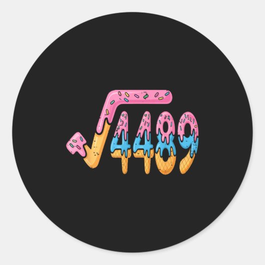 Square Root 4489 Ice Cream Slang Math 67 Six Seven ラウンドシール (正面)