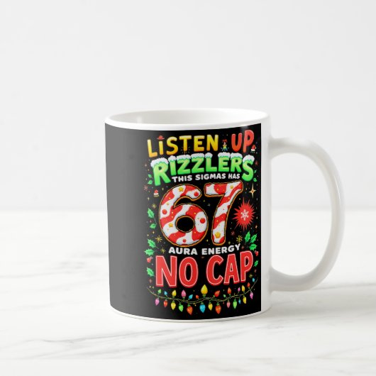 Square Root 4489 Six Seven Christmas Funny 67 Meme コーヒーマグカップ (右)