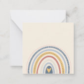 Square Soft Neutral Boho Rainbow Heart ノートカード (裏面)