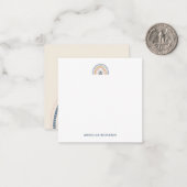 Square Soft Neutral Boho Rainbow Heart ノートカード (正面/裏面インサイチュ)
