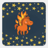 Square Stickers with a red horses スクエアシール (正面)