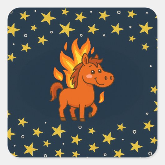 Square Stickers with a red horses スクエアシール (正面)