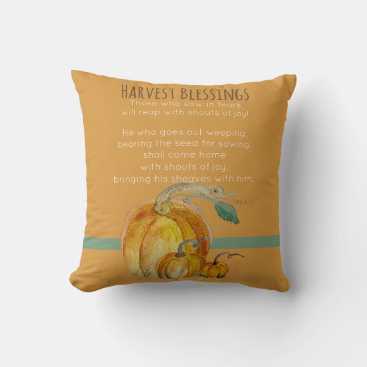 Square Throw Pillow: Harvest Blessings クッション (正面)