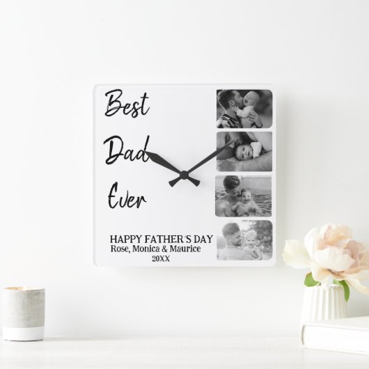 Square wall clock, personalized, father's day. スクエア壁時計 (ホーム)