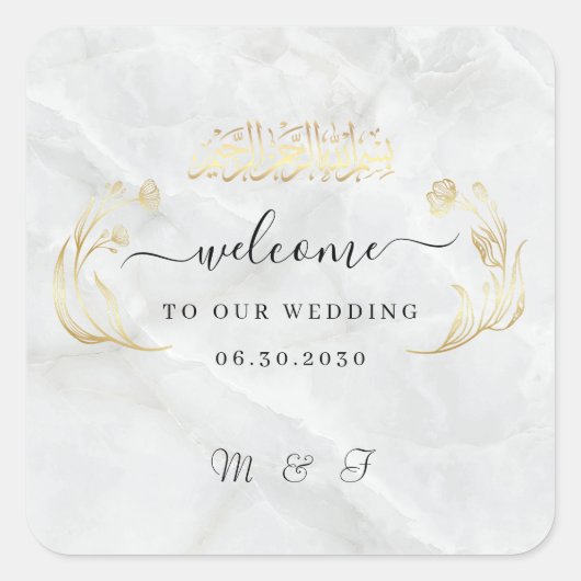 Square Wedding Sticker Welcome to Our Day スクエアシール (正面)