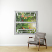 Square White Window with Tropical Scenic View タペストリー (インサイチュ(横))