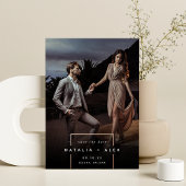 Squared Away | Modern Vertical Photo Save The Date 箔招待状